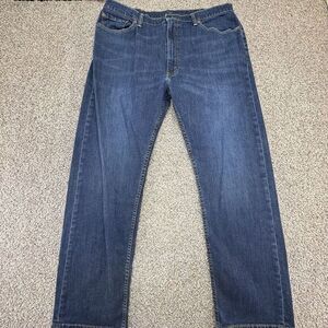 Men's 40x32 LEVI'S 505 Straight Denim Dark Blue Jeans Stretch Pants‎